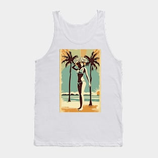 i love retro themed beach palm and girl design Tank Top